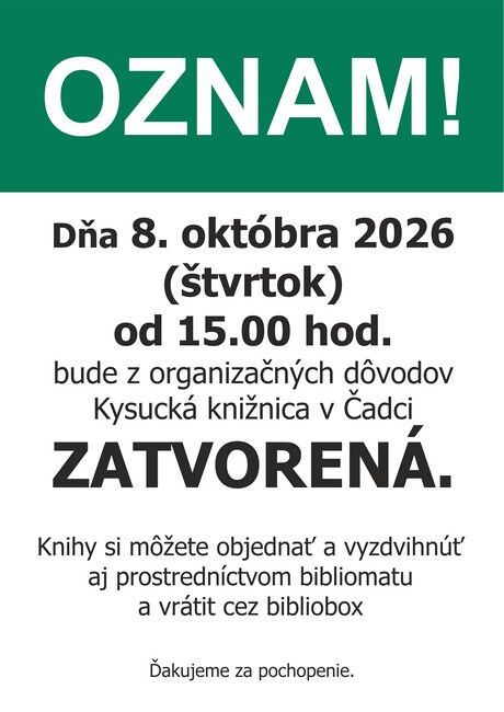 Oznam organizacnych 8 10 2026