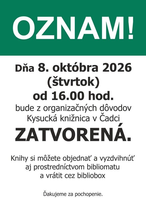 Oznam organizacnych 8 10 26